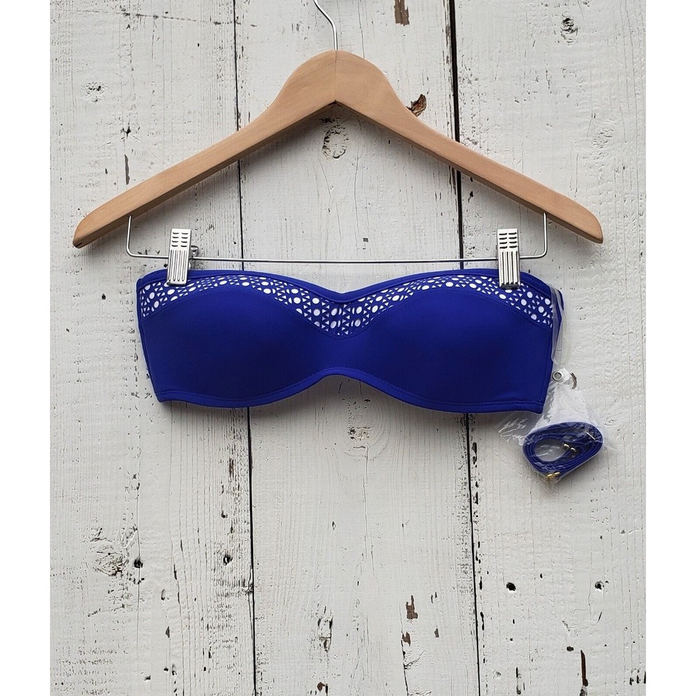 Bleu Rod Beattie Strapless W Attachable Straps Blue Bikini Top Womens SZ 4 NEW